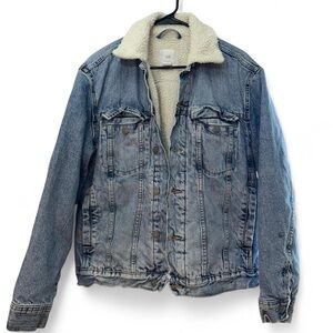H&M Cream Sherpa-Lined Denim Jacket